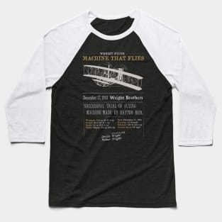 Wright Brothers Tribute 1903 Wright Flyer Flight First Plane Gift Present Aviation Baseball T-Shirt